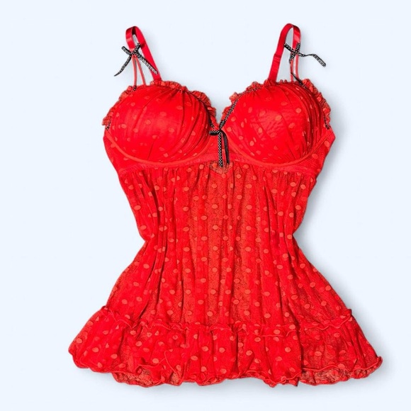Red Polka Dot Babydoll Top! - Picture 1 of 6